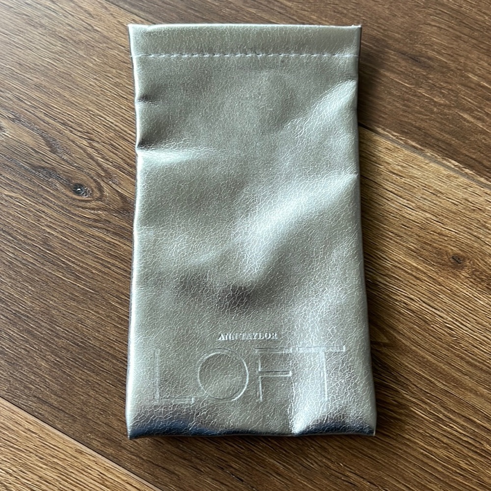 Ann Taylor Loft silvery gold leather glasses pouch